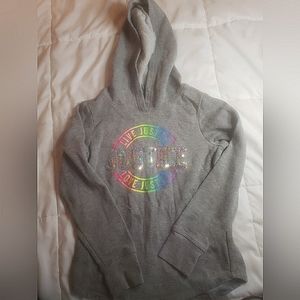 Girls Gray Sequin Justice Hoodie Size 7